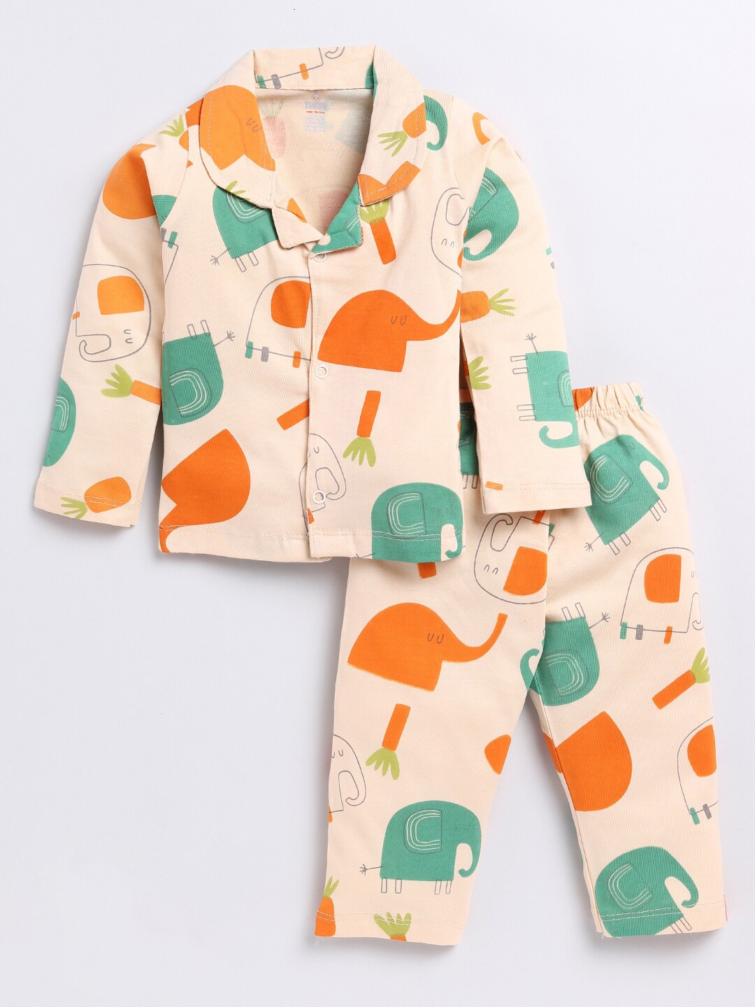 

Moms Love Kids Conversational Printed Pure Cotton Night Suit, Beige
