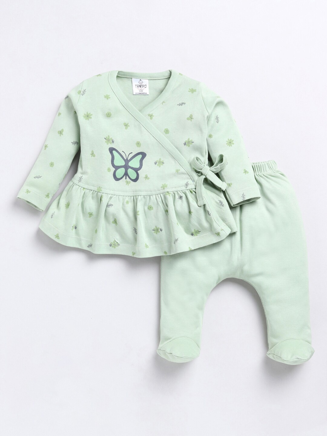 

Moms Love Infants Boys Printed Pure Cotton Top With Trousers, Green