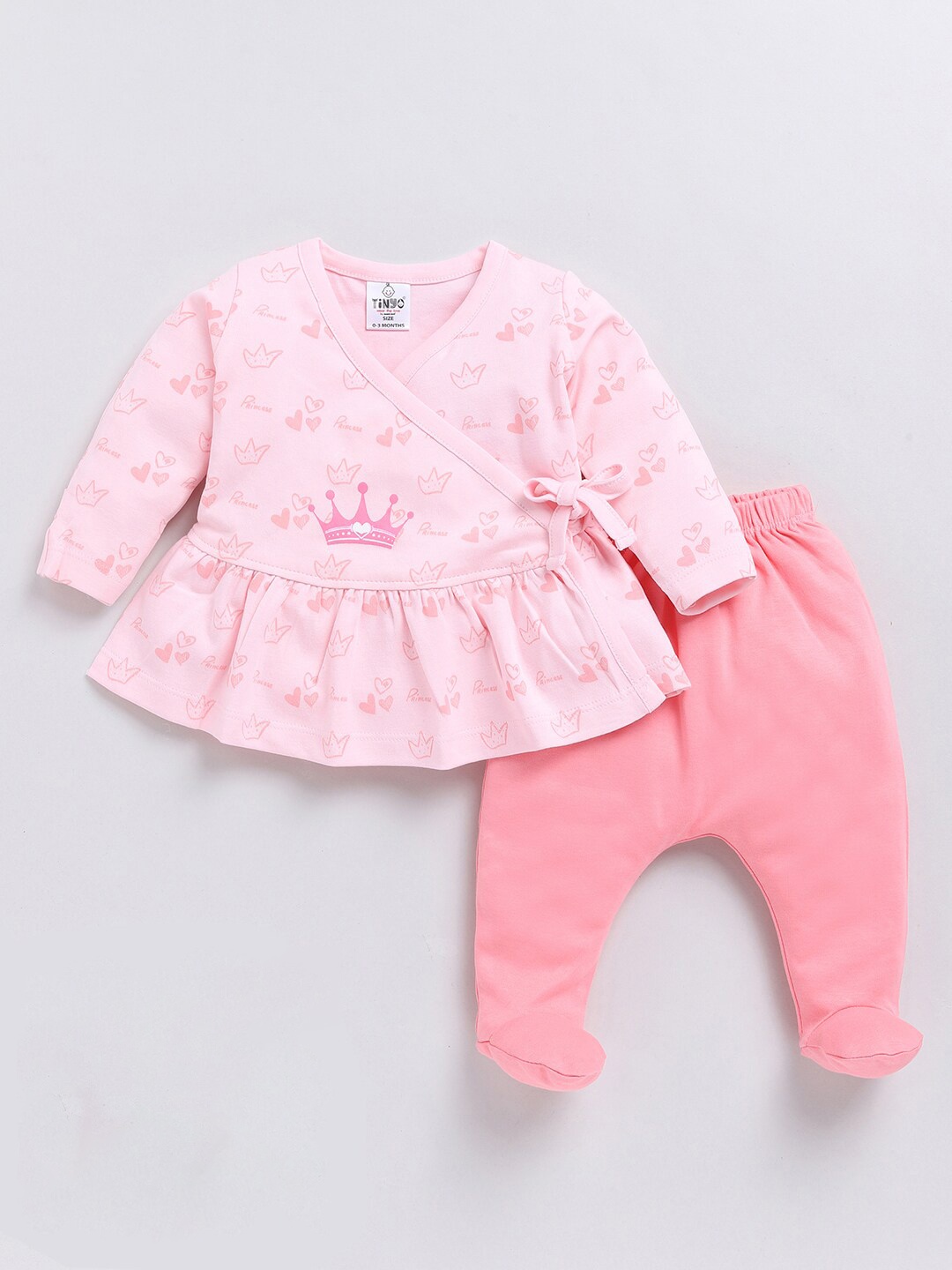 

Moms Love Infant Girls Printed Pure Cotton Top with Trousers, Pink