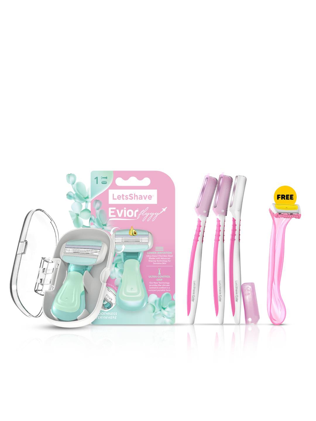 

LetsShave Evior Flyyy with Pack of 3 Face Razor Combo, Blue
