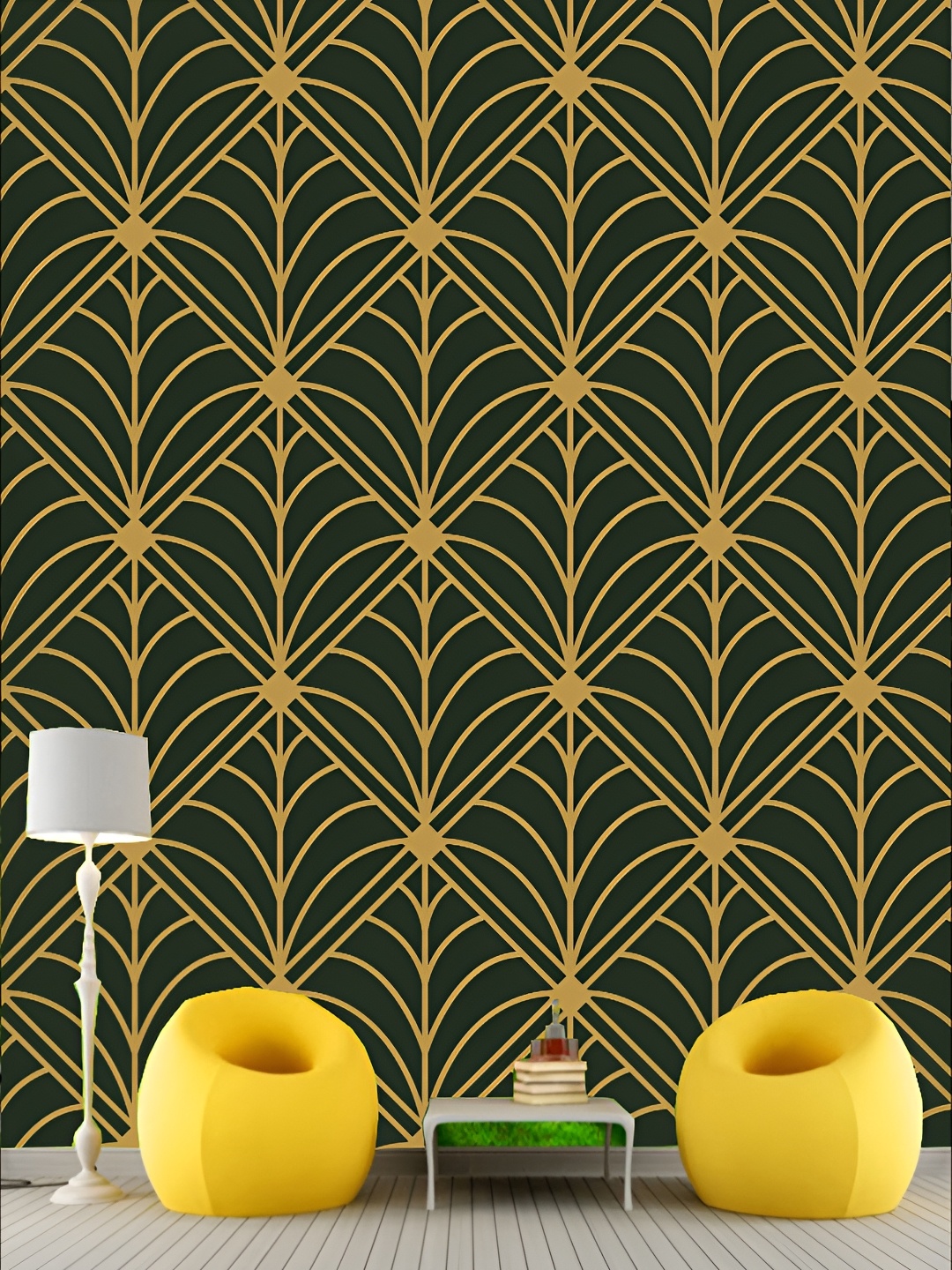 

KSHIRSA Green & Beige Printed Self-Adhesive Laminated Wallpaper