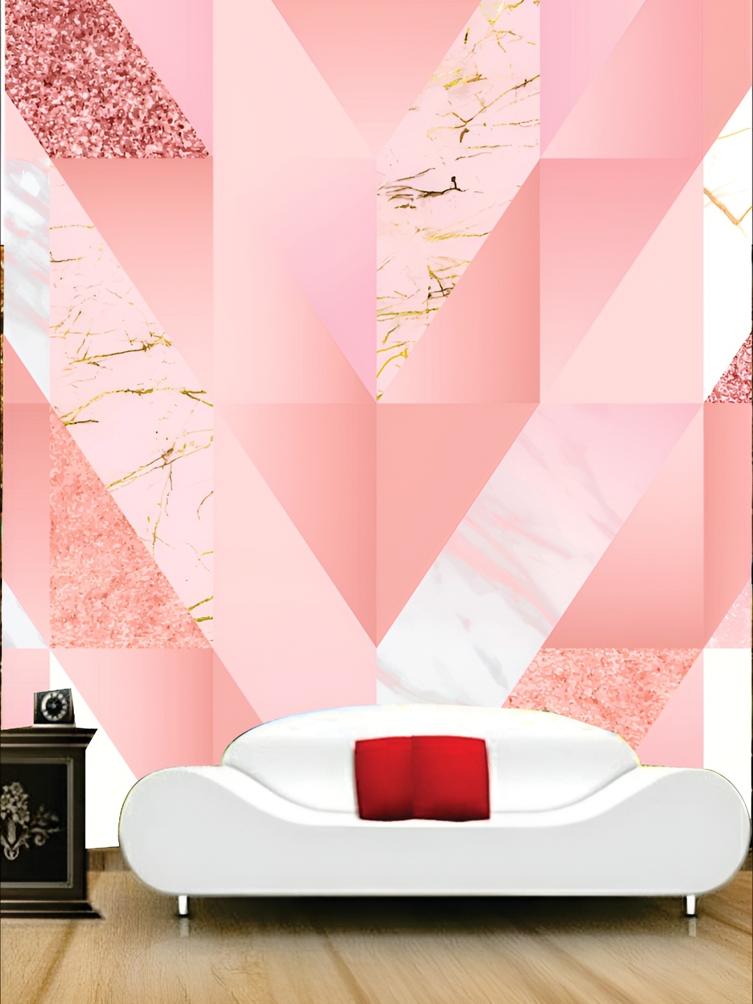 

KSHIRSA Pink & White Printed Self-Adhesive Laminated Wallpaper