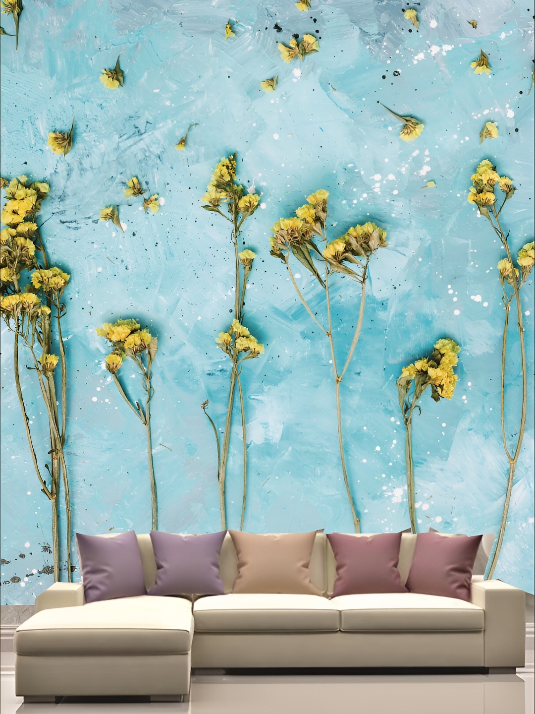 

KSHIRSA Blue & Yellow Printed Self-Adhesive Laminated Wallpaper