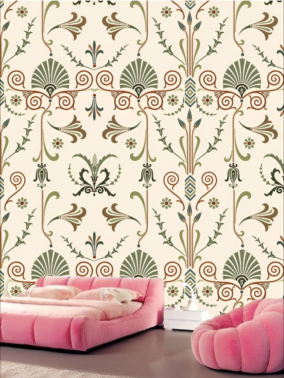 

KSHIRSA Beige & Green Printed Self Adhesive Removable Wallpaper