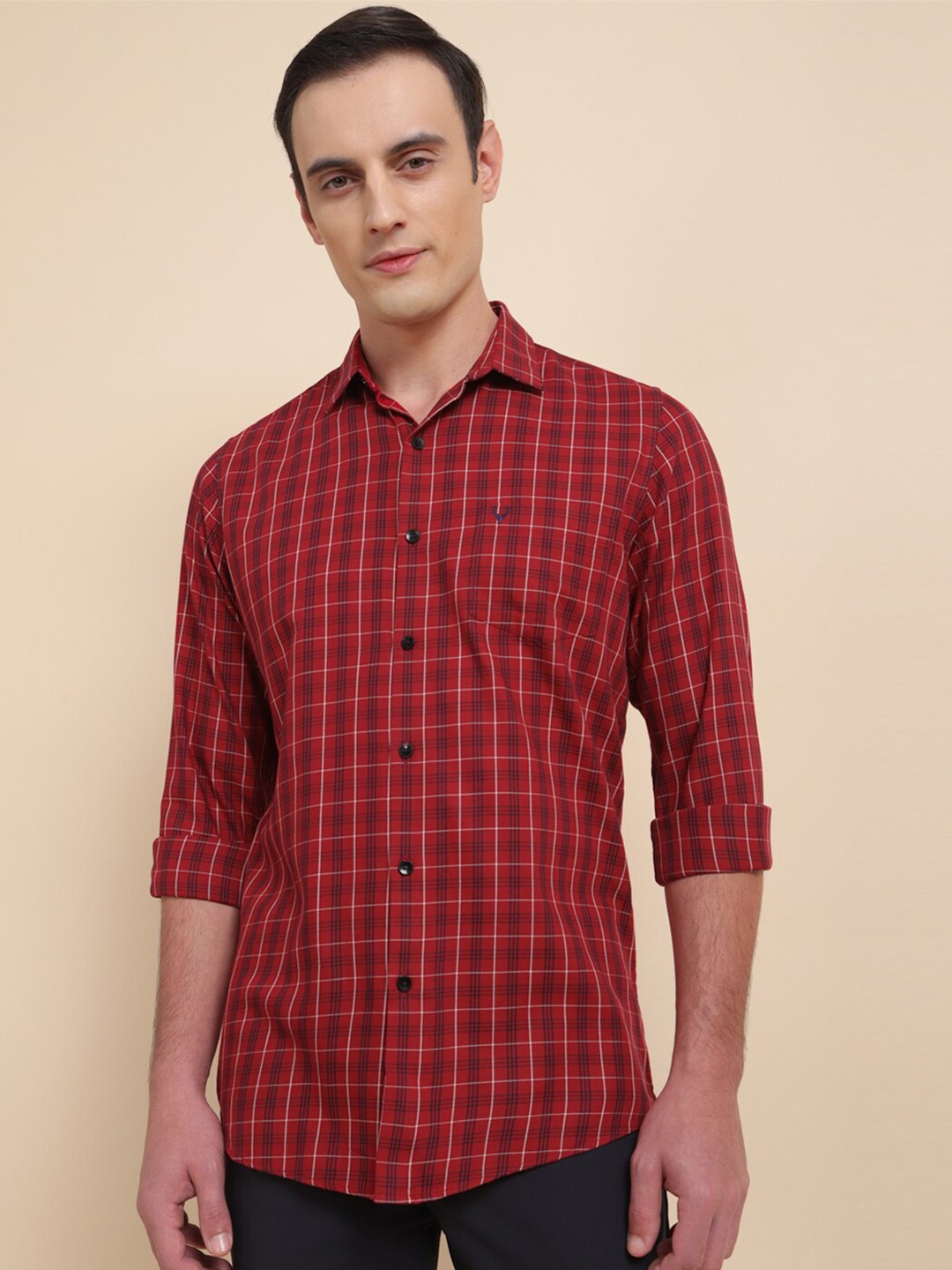 

Allen Solly Slim Fit Tartan Checks Cotton Casual Shirt, Red