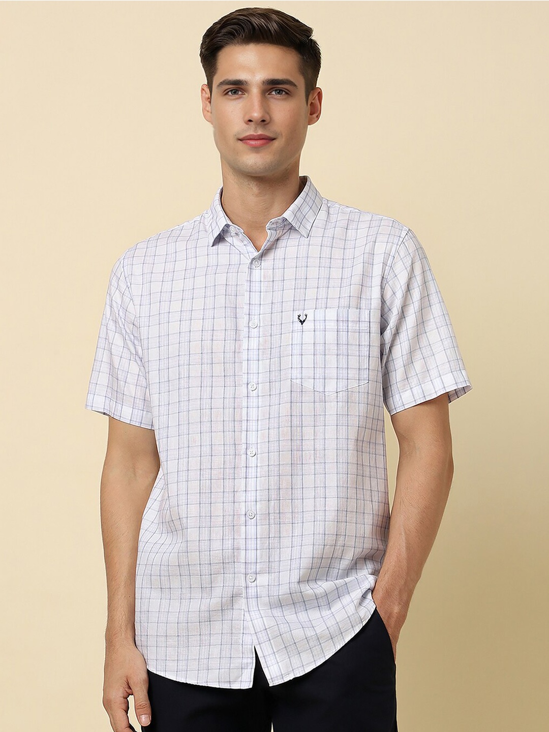 

Allen Solly Slim Fit Checked Cotton Casual Shirt, White