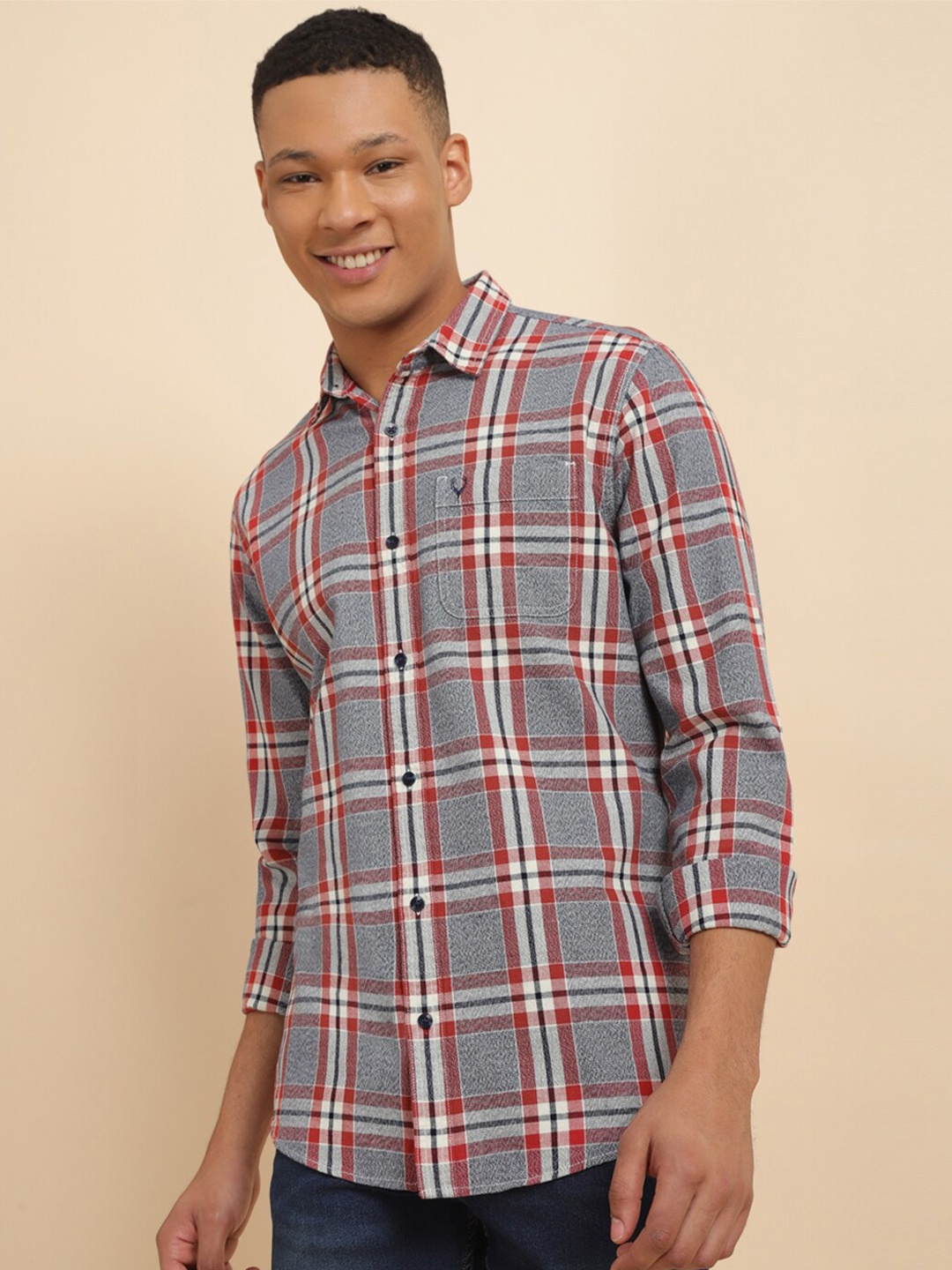 

Allen Solly Tartan Checks Cotton Casual Shirt, Grey