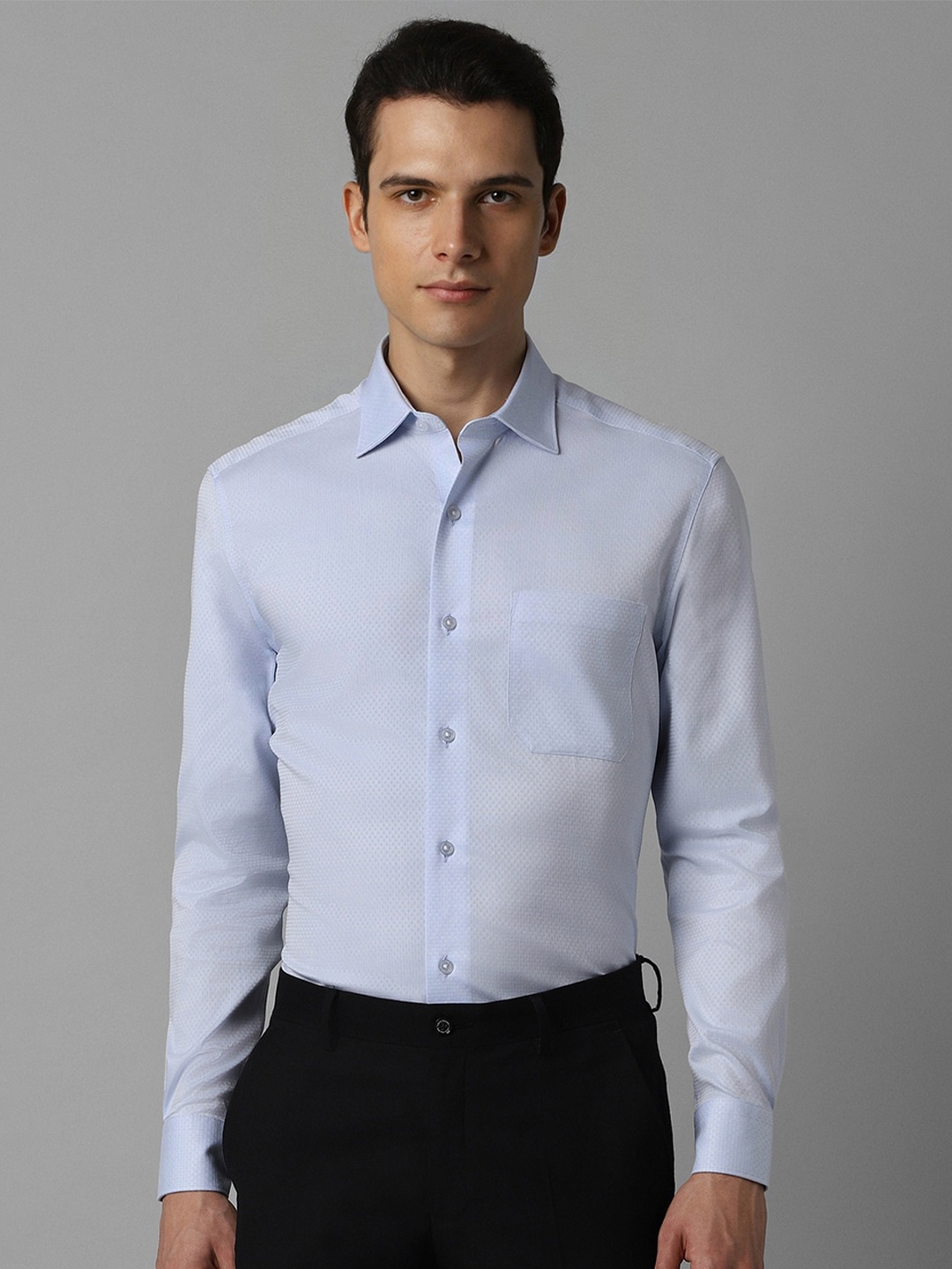 

Louis Philippe Textured Cotton Regular Fit Formal Shirt, Blue
