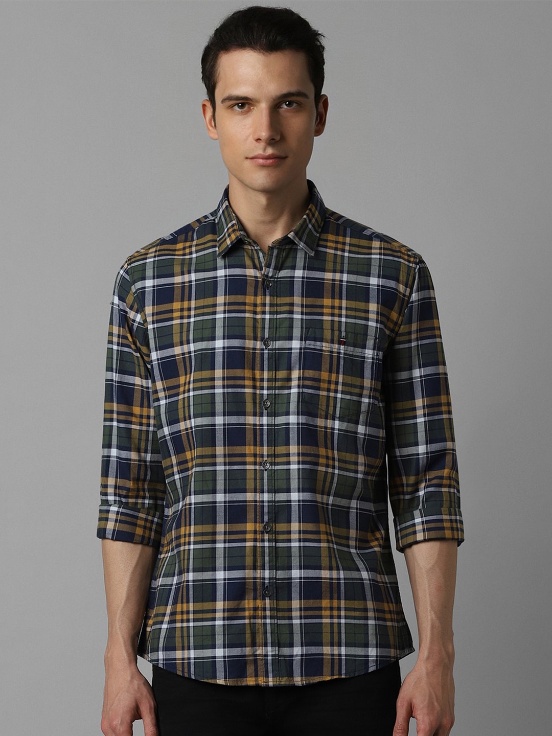 

Louis Philippe Jeans Checked Cotton Slim Fit Casual Shirt, Blue
