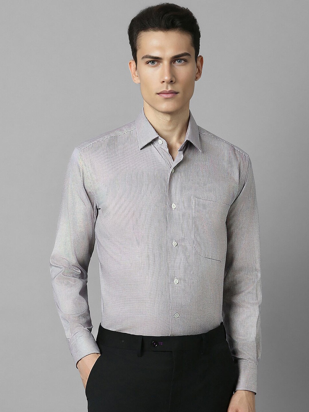 

Luxure by Louis Philippe Classic Fit Printed Cotton Formal Shirt, Grey