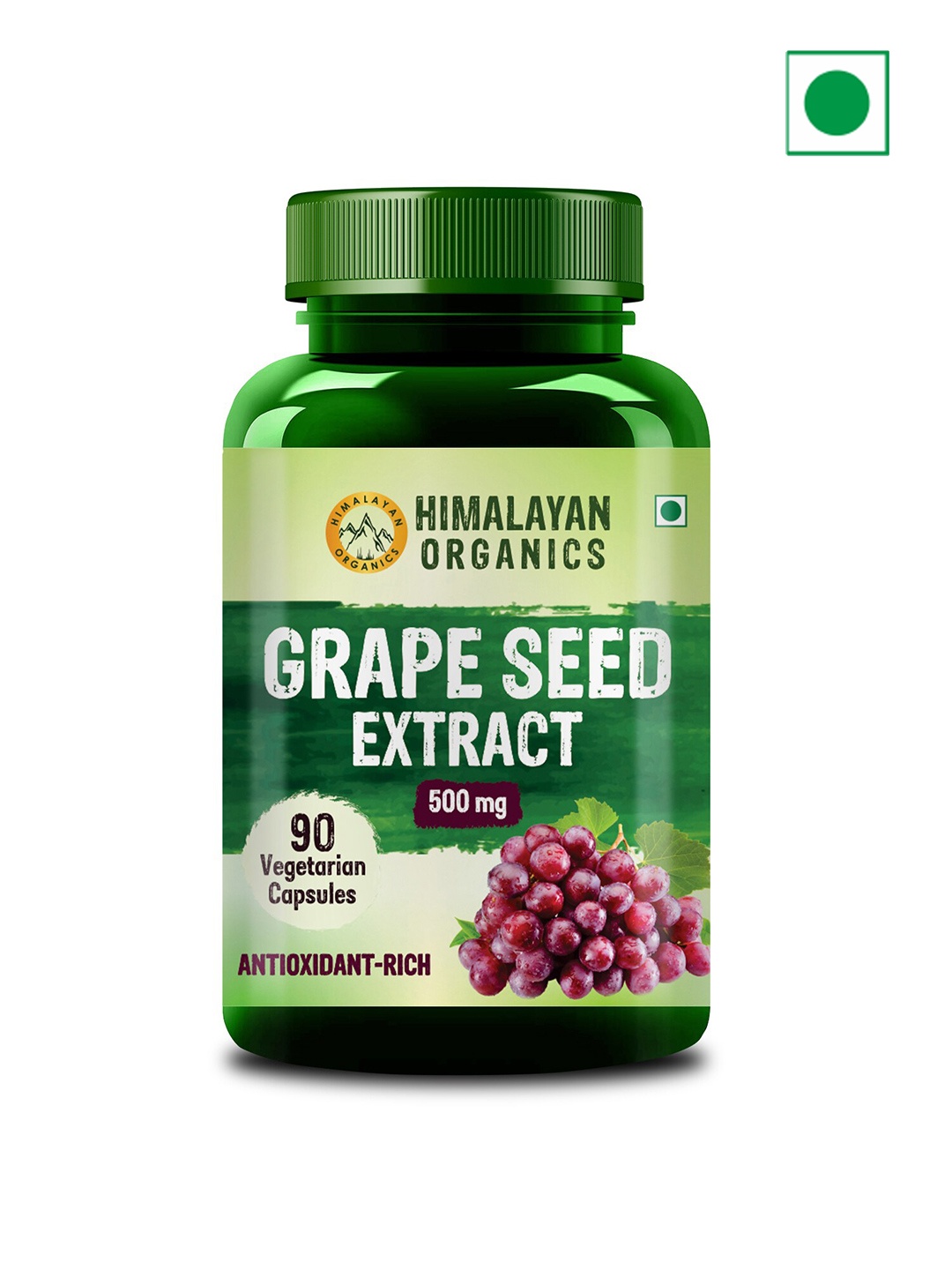 

Himalayan Organics Antioxidant-Rich Grape Seed Extract 500mg Capsules - 90 Capsules, Green