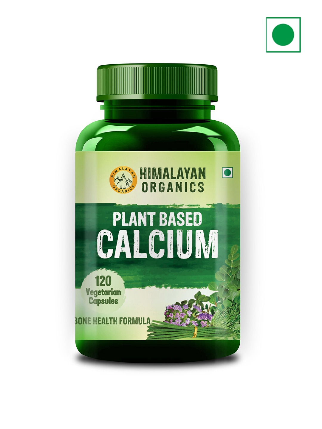 Himalayan Organics Plant Based Calcium Capsules for Bone Health Formula - 120 Capsules, Green