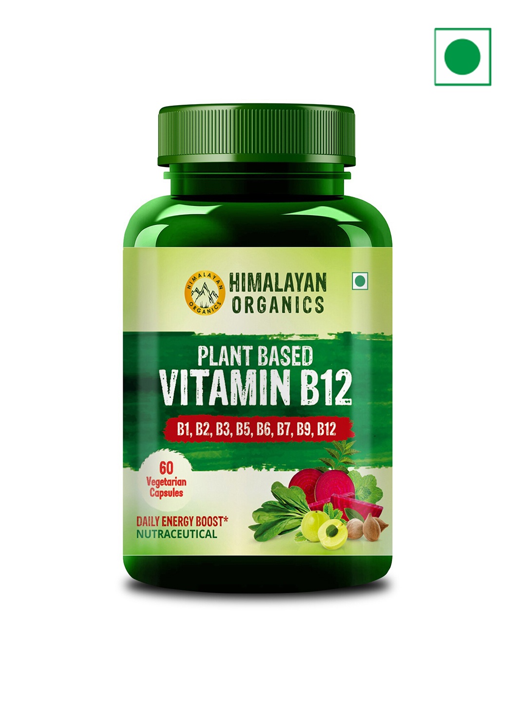 

Himalayan Organics Plant Based Vitamin B12 Capsules - 60 Capsules, Green