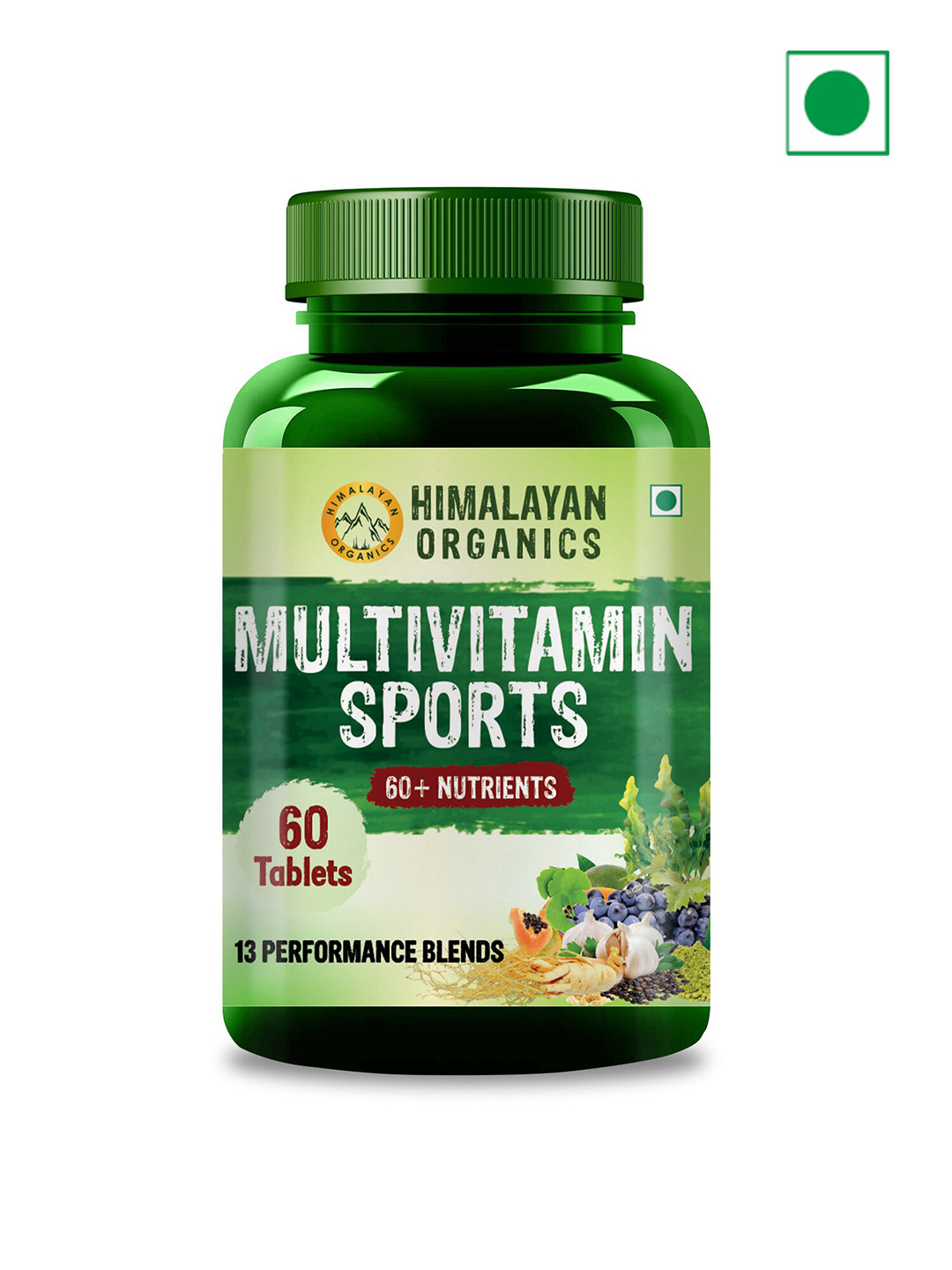 

Himalayan Organics Multivitamin Sports Tablets with 13 Performance Blends - 60 Tablets, Green