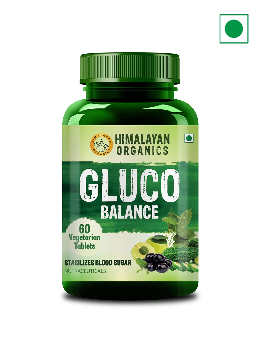 

Himalayan Organics Gluco Balance Tablets To Stabilize Blood Sugar - 60 Tablets, Green