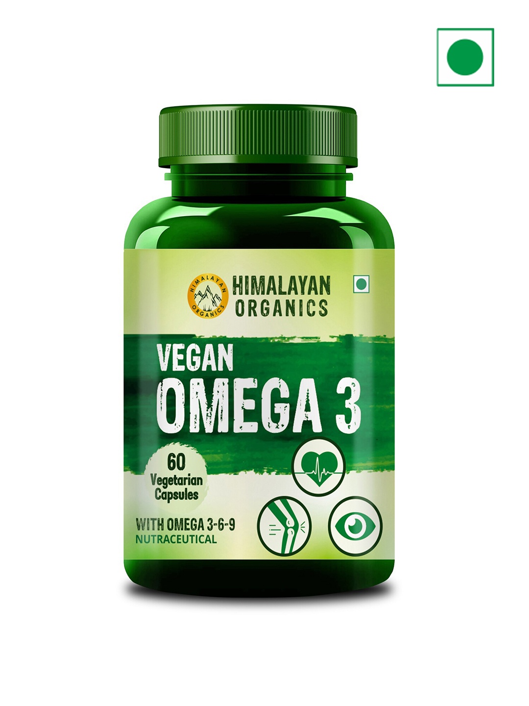 

Himalayan Organics Vegan Omega 3 Capsules With Omega 3-6-9 For Muscle Recovery - 60 Pcs, Green