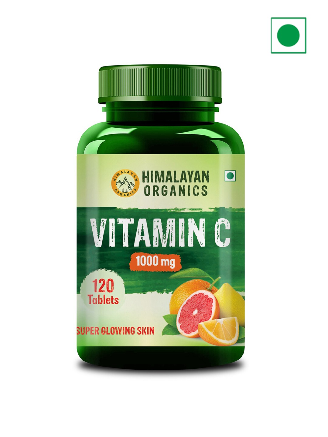 

Himalayan Organics Vitamin C Tablets For Super Glowing Skin - 120 Tablets, Green