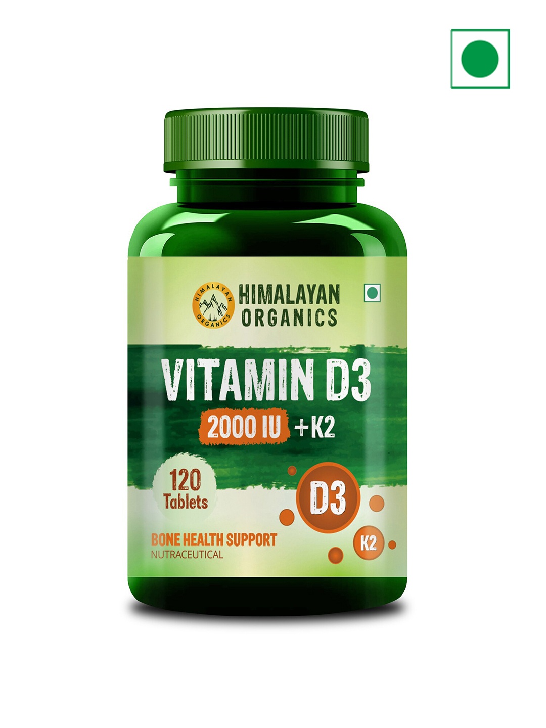 

Himalayan Organics Vitamin D3 Tablets - 120 Tablets, Green