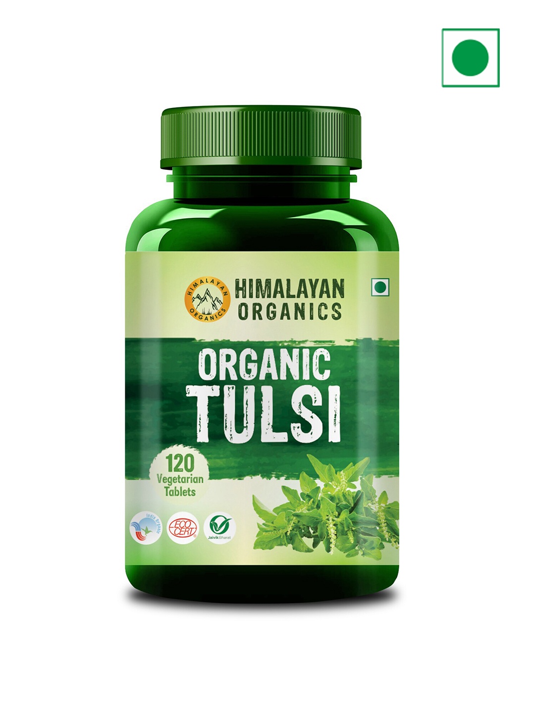 

Himalayan Organics Organic Tulsi Tablets for Respiratory Health - 120 Tablets, Green