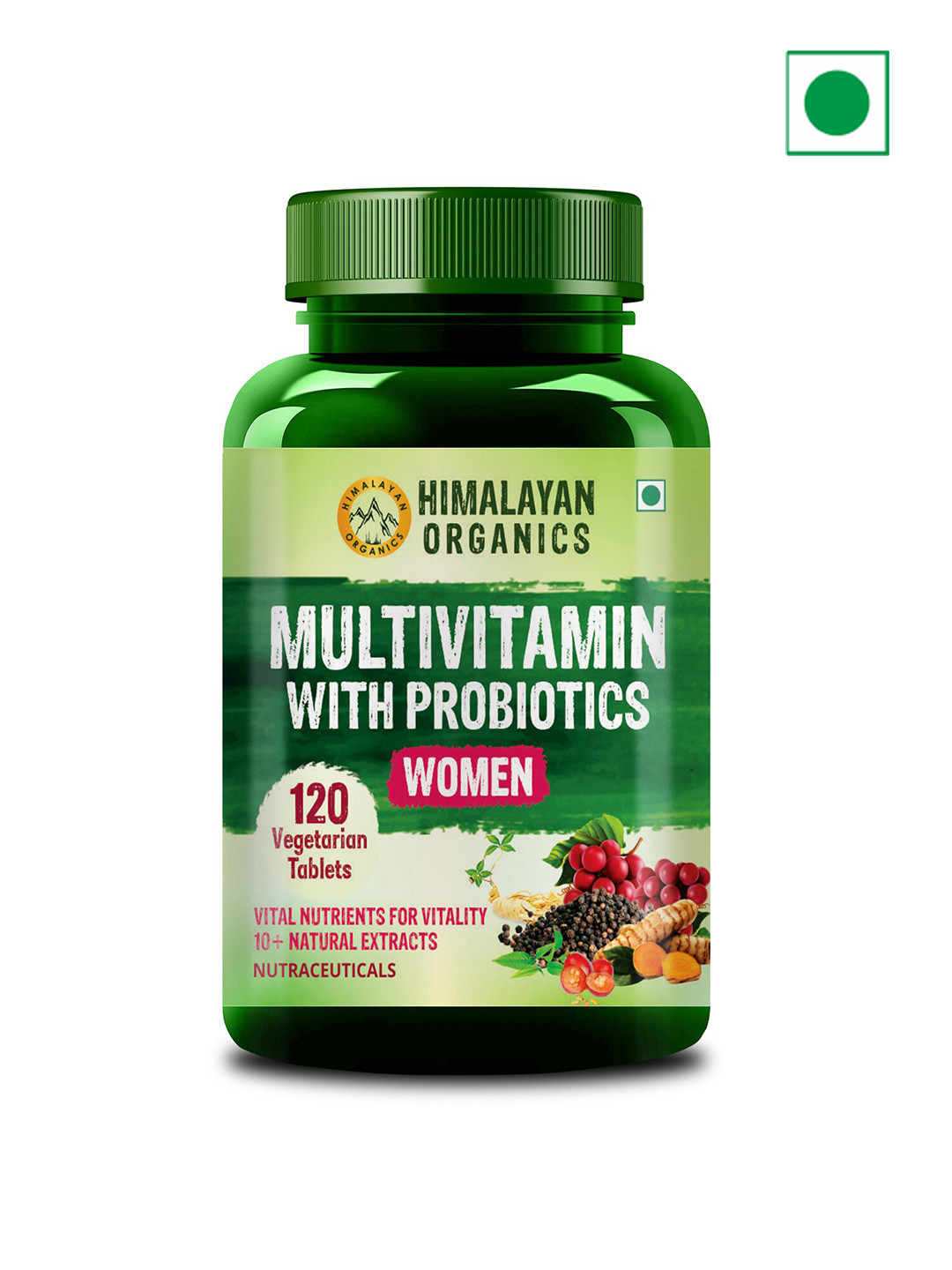

Himalayan Organics Women Multivitamin Tablets with Probiotics - 120 Tablets, Green