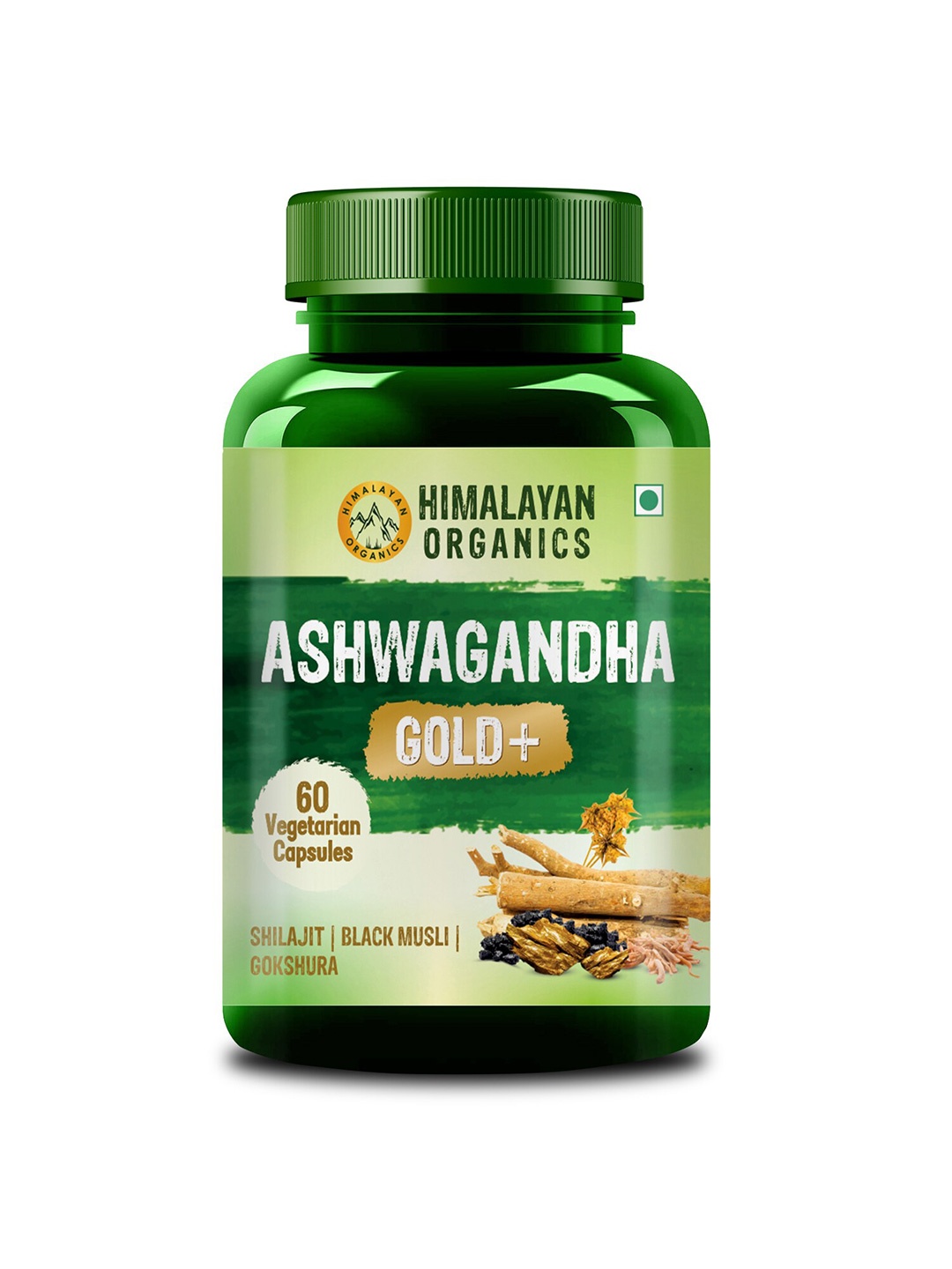 

Himalayan Organics Ashwagandha Gold Plus Capsules with Shilajit - 60 Capsules, Green