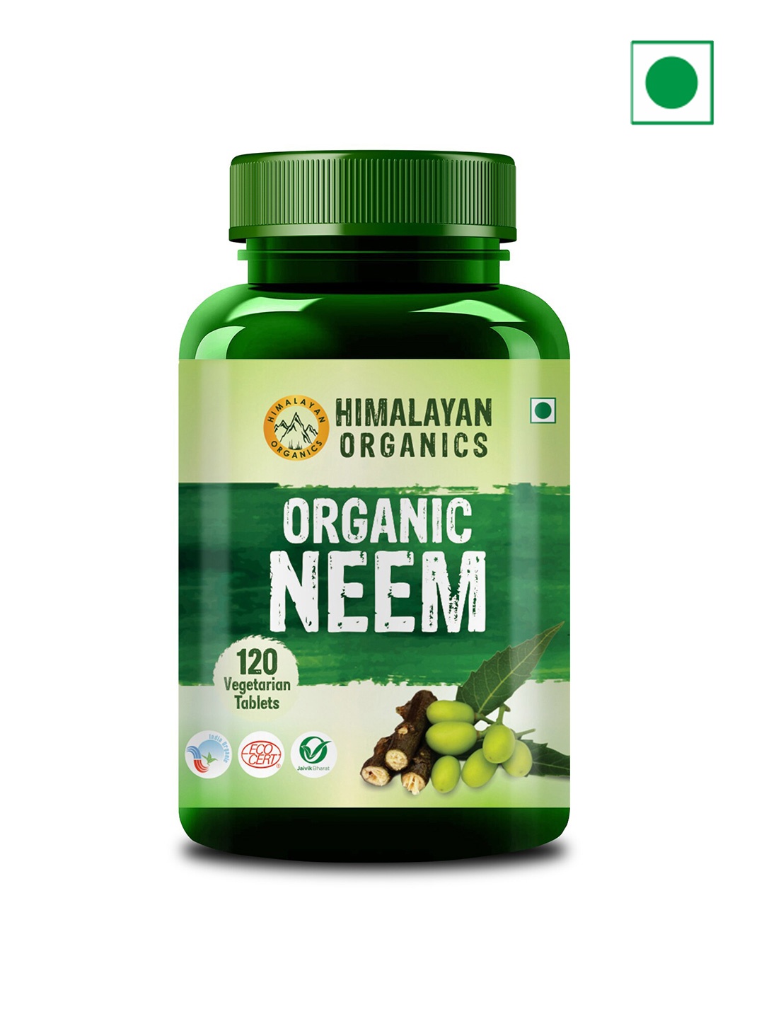 

Himalayan Organics Neem Tablets for Acne & Skin Infections - 120 Tablets, Green