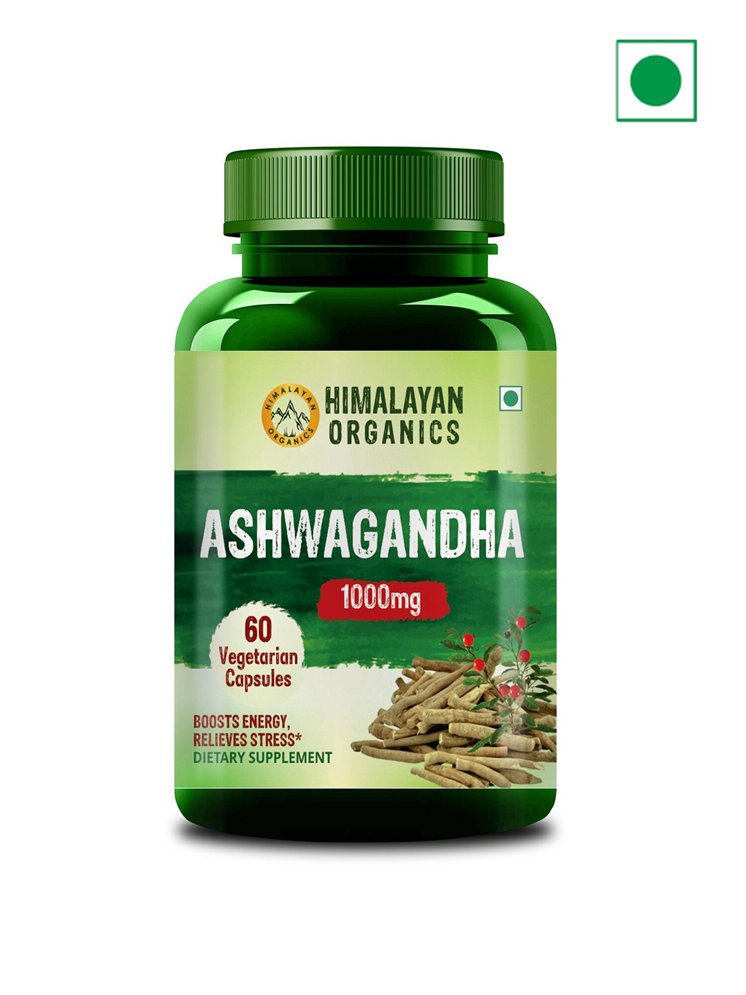 

Himalayan Organics Ashwagandha Capsules 1000g - 60 Caps, Green