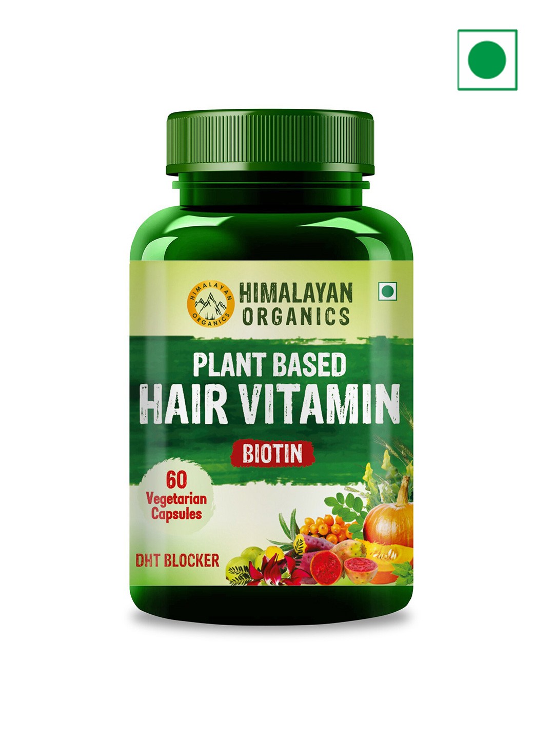 

Himalayan Organics Plant Based Hair Vitamin Biotin Capsules - 60 Caps, Green