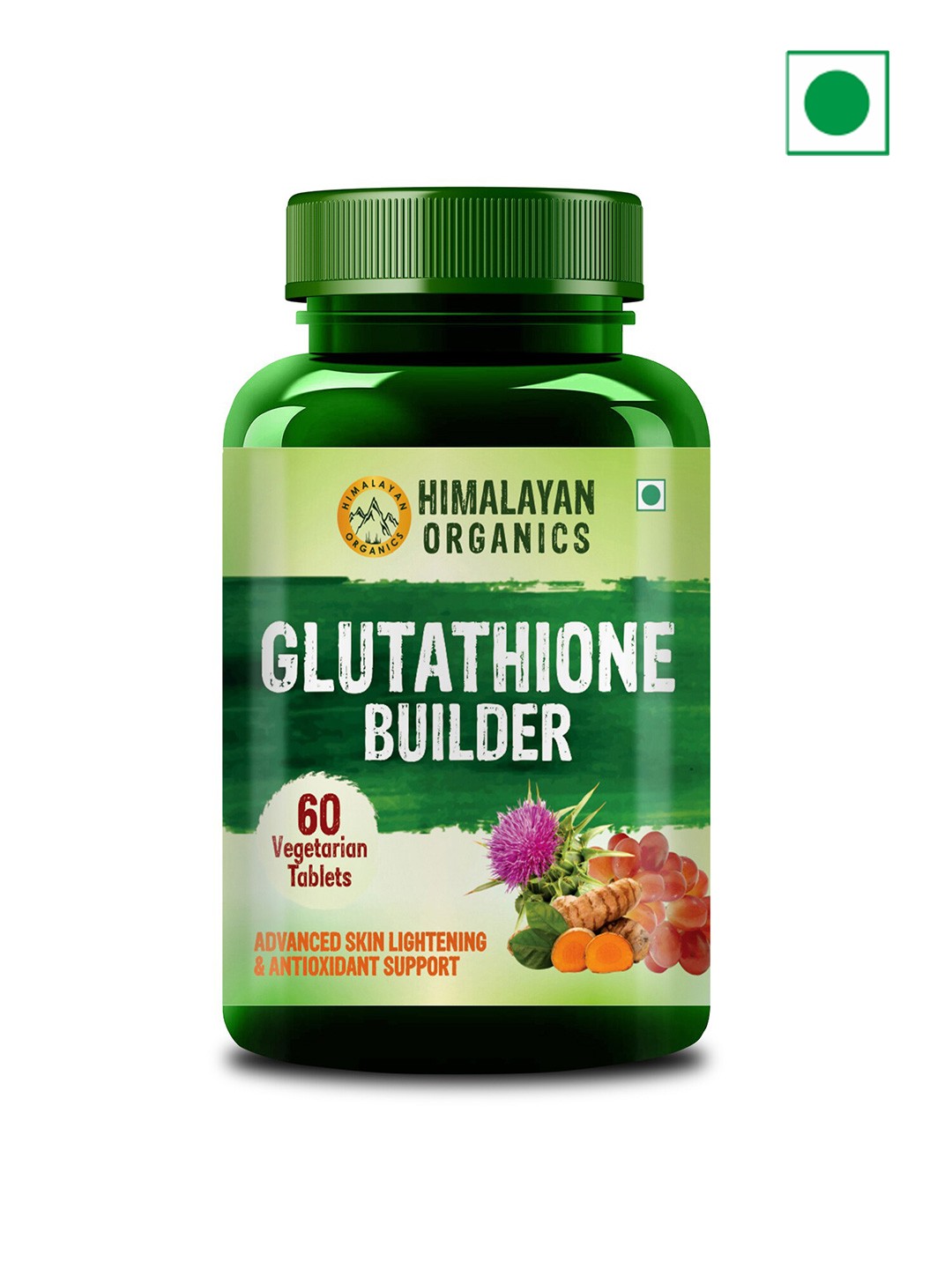 

Himalayan Organics Glutathione Builder Tablets for Youthful Glow - 60 Tablets, Green