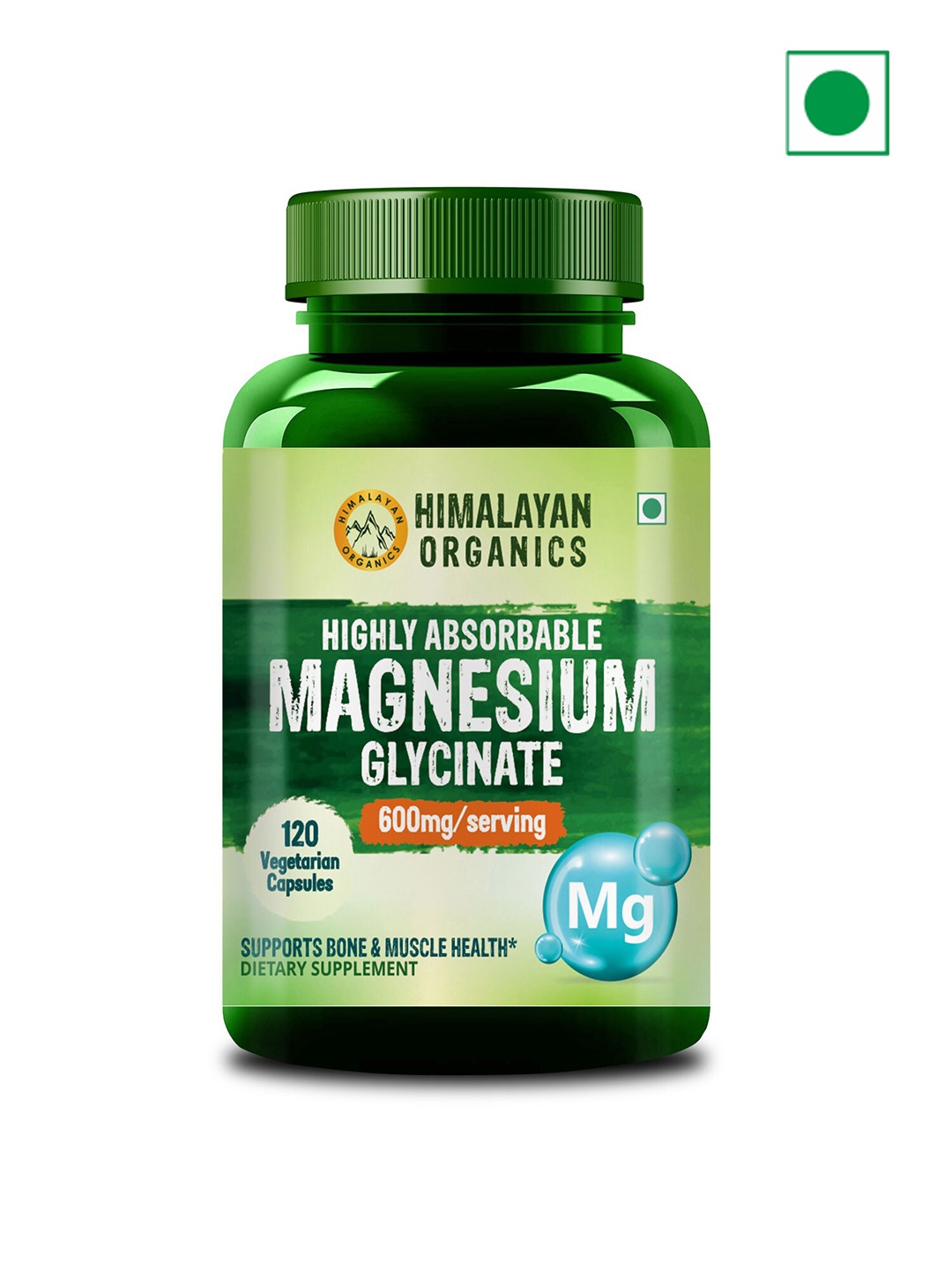 

Himalayan Organics Highly Absorbable Magnesium Glycinate Capsules - 120 Capsules, Green