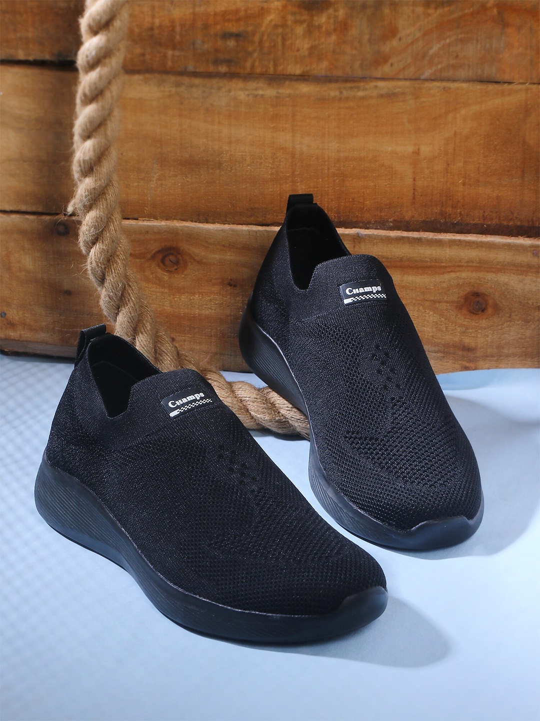 

Champs Men Perforations Slip-On Sneakers, Black