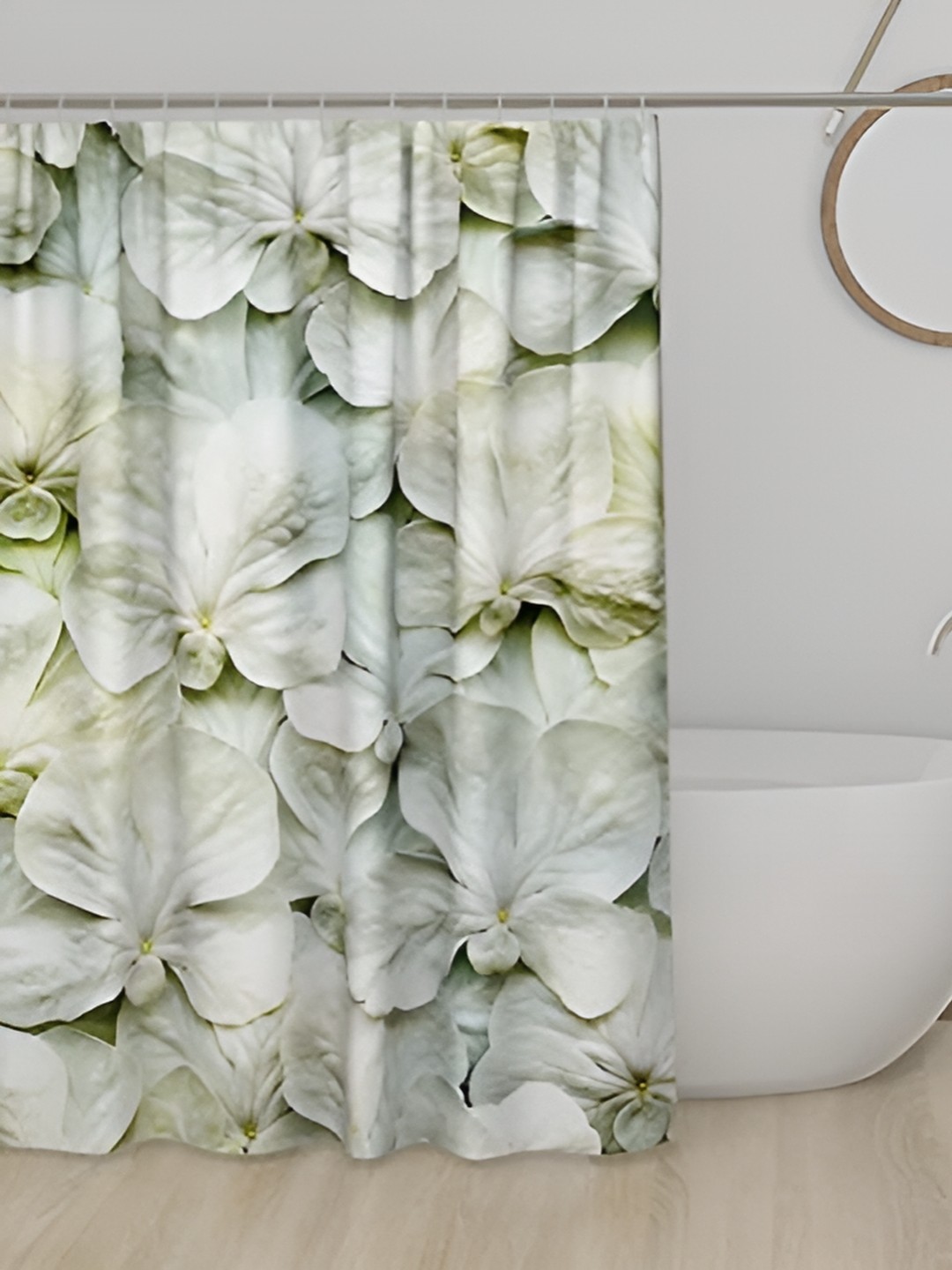 

Lushomes Green & Grey Floral Printed Waterproof Shower Curtain