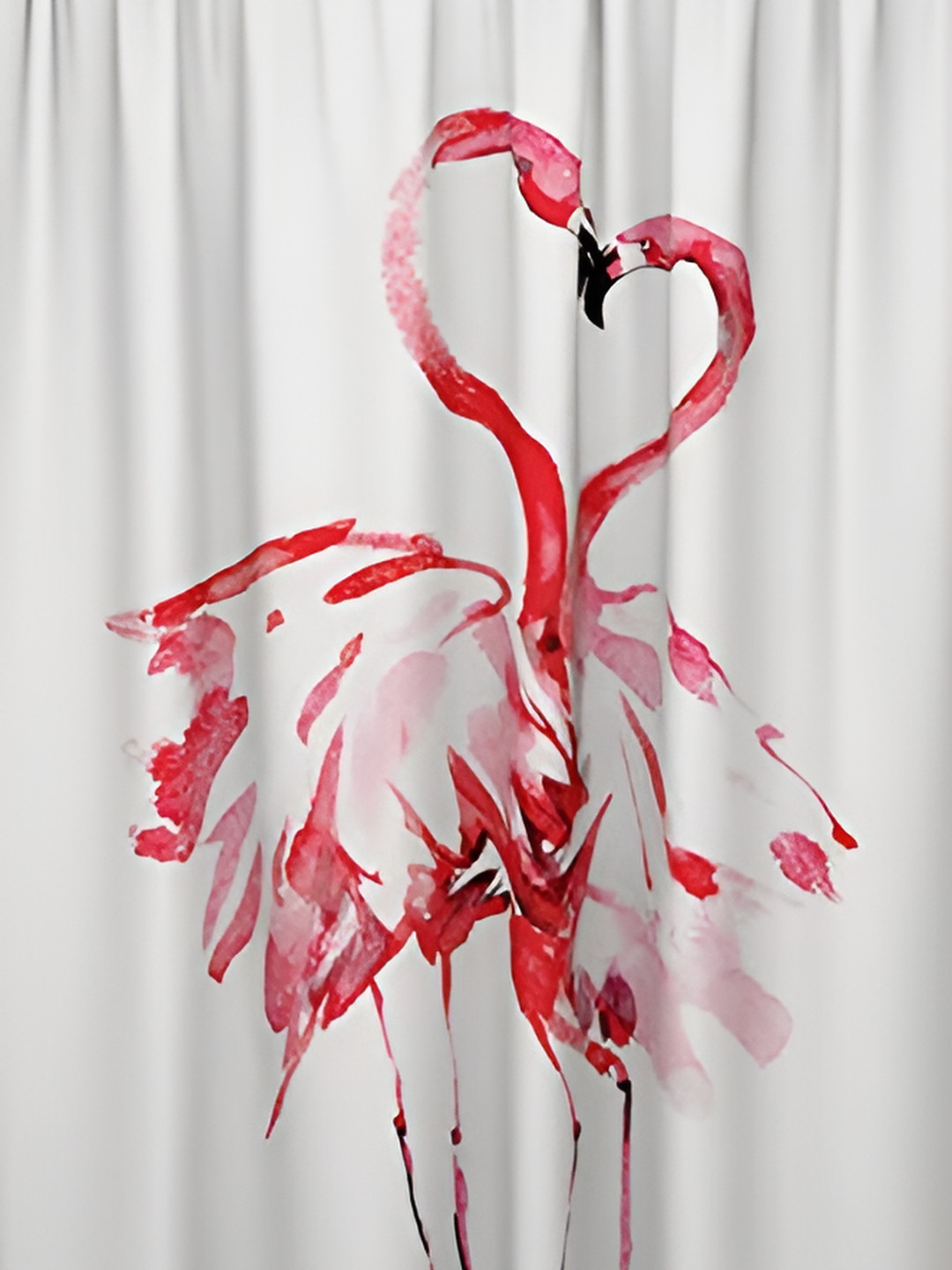 

Lushomes White & Pink Flamingo Printed Waterproof Shower Curtain