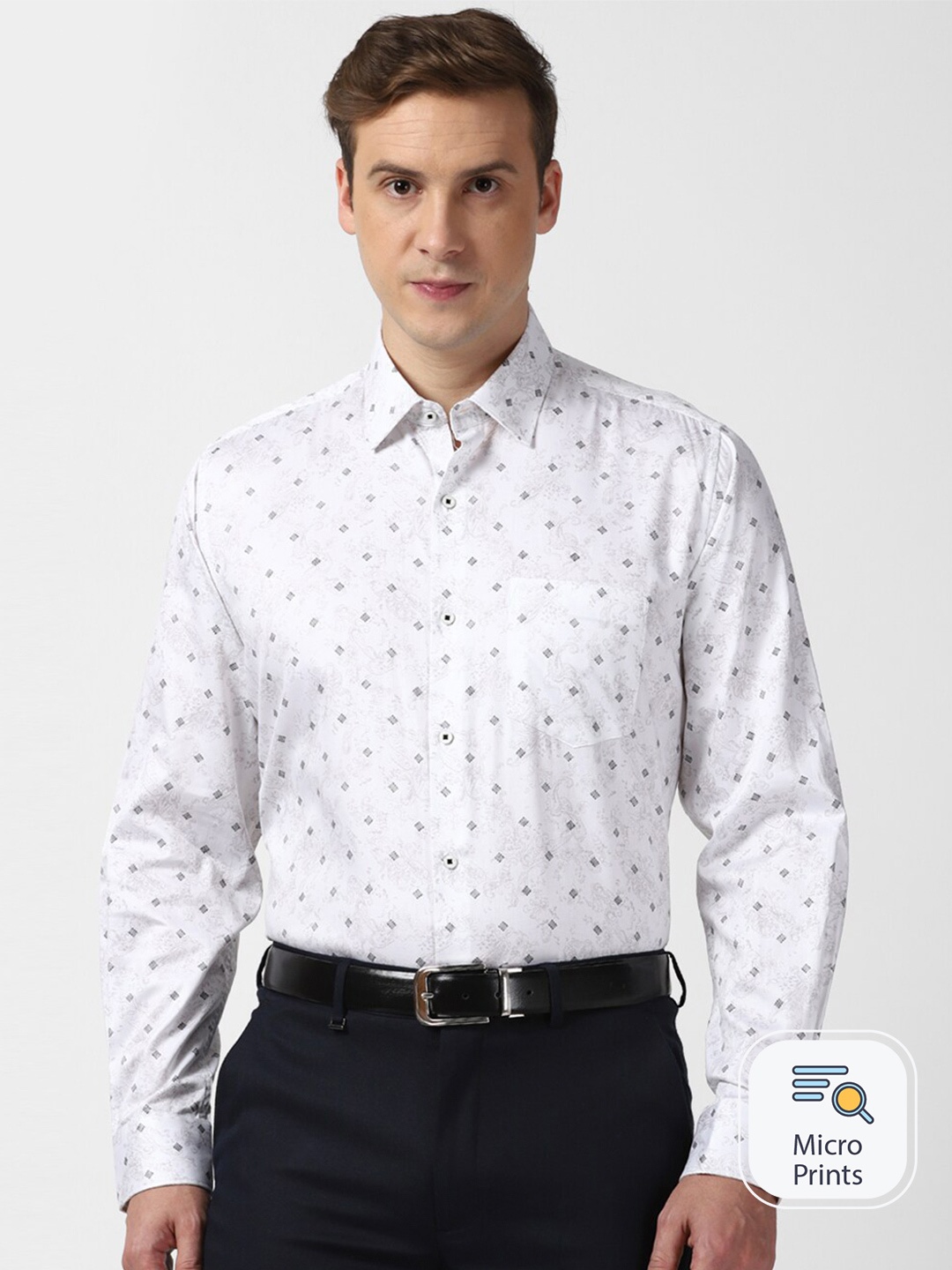 

Van Heusen Micro Ditsy Printed Cotton Opaque Formal Shirt, White