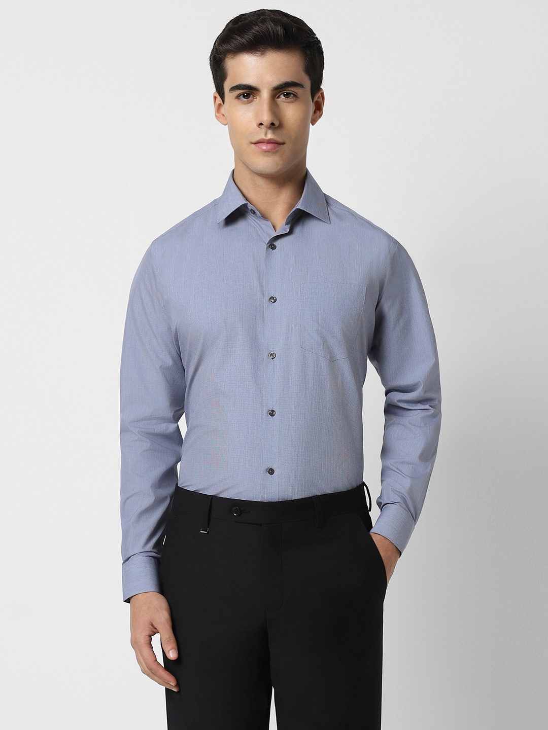 

Van Heusen Men Blue Printed Formal Shirt