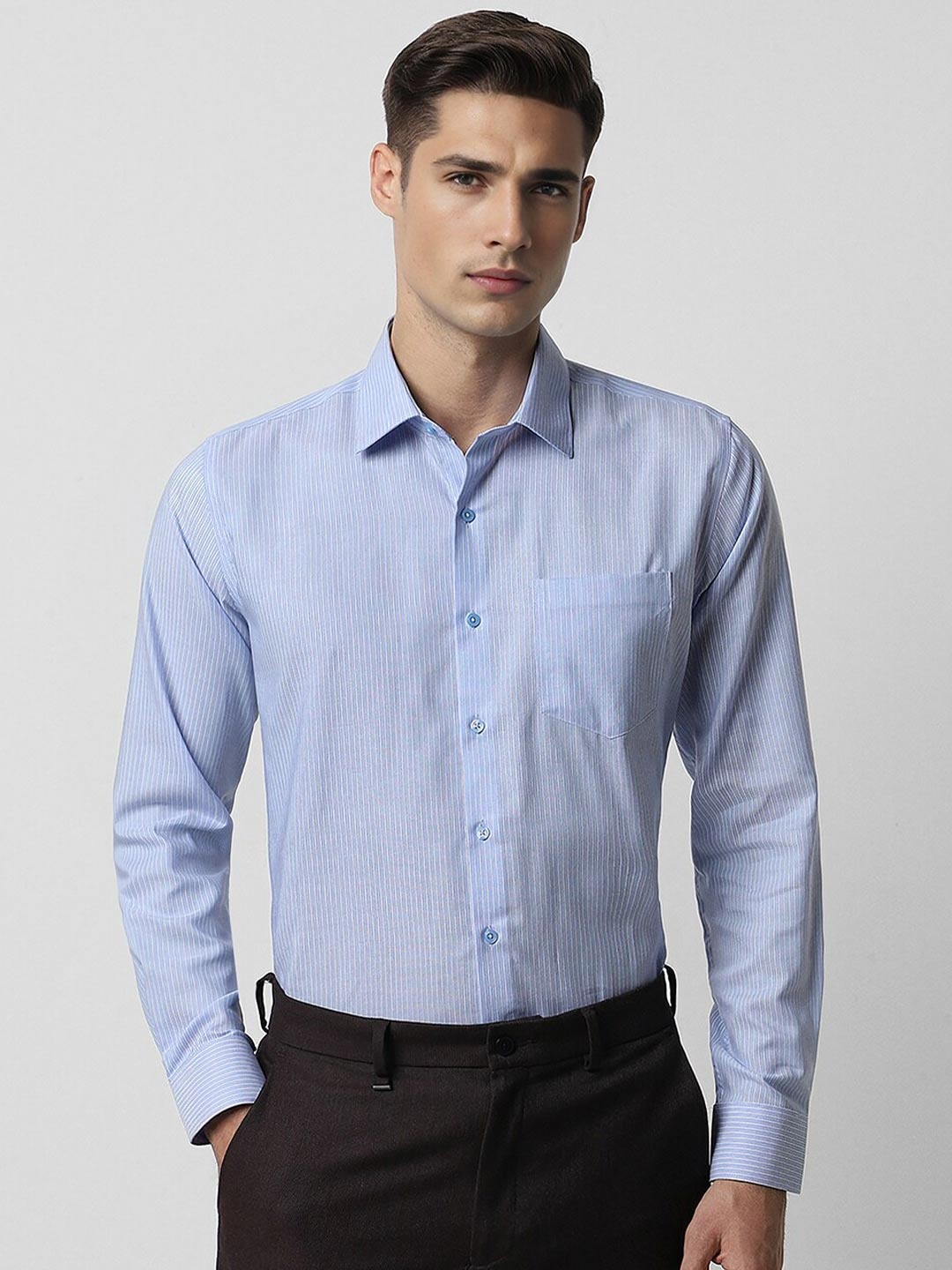 

Van Heusen Slim Fit Cotton Opaque Formal Shirt, Blue