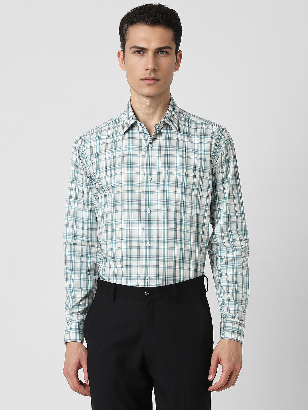 

Van Heusen Men White Checked Formal Shirt