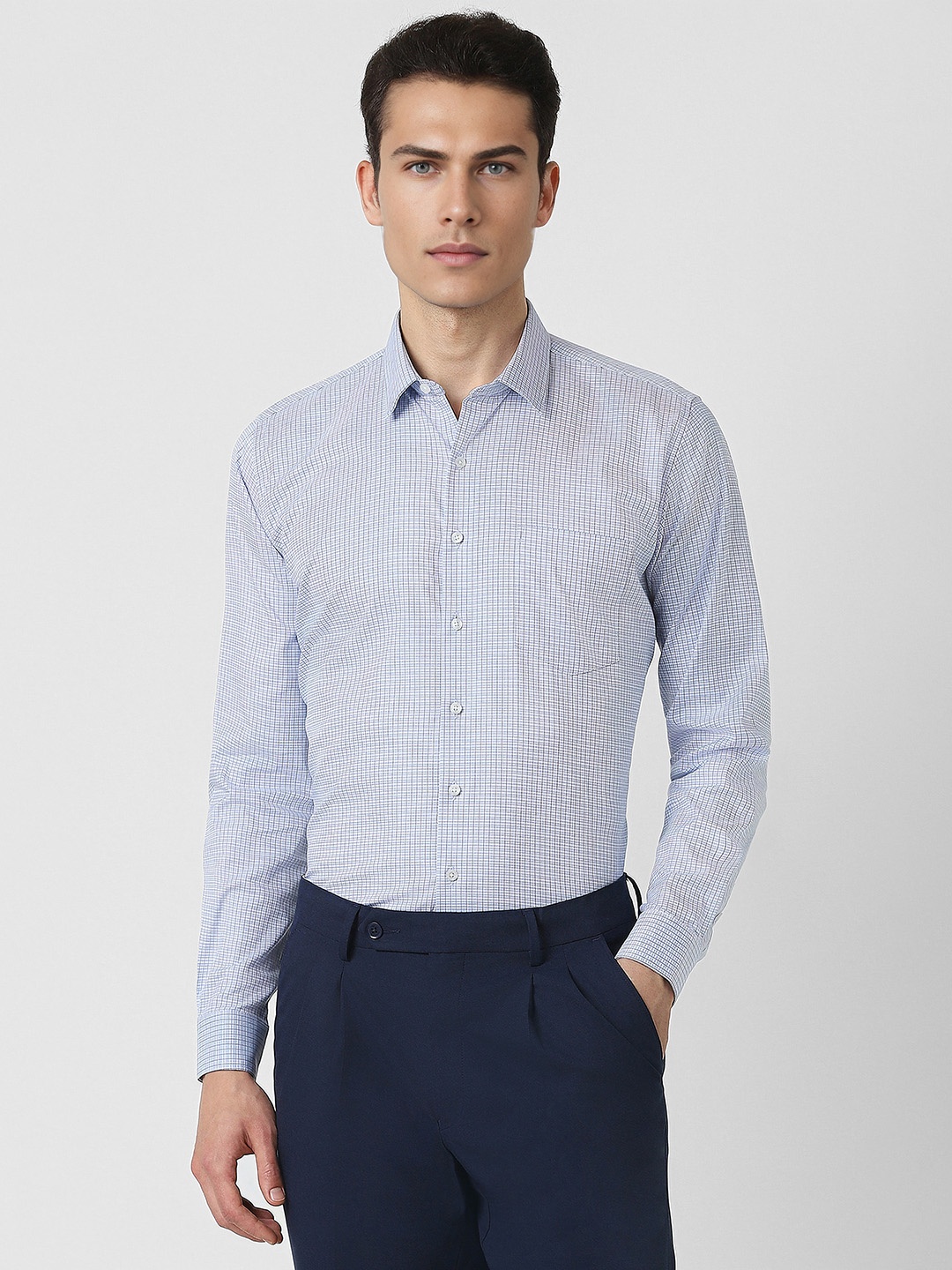 

Van Heusen Slim Fit Micro Checked Formal Shirt, Blue