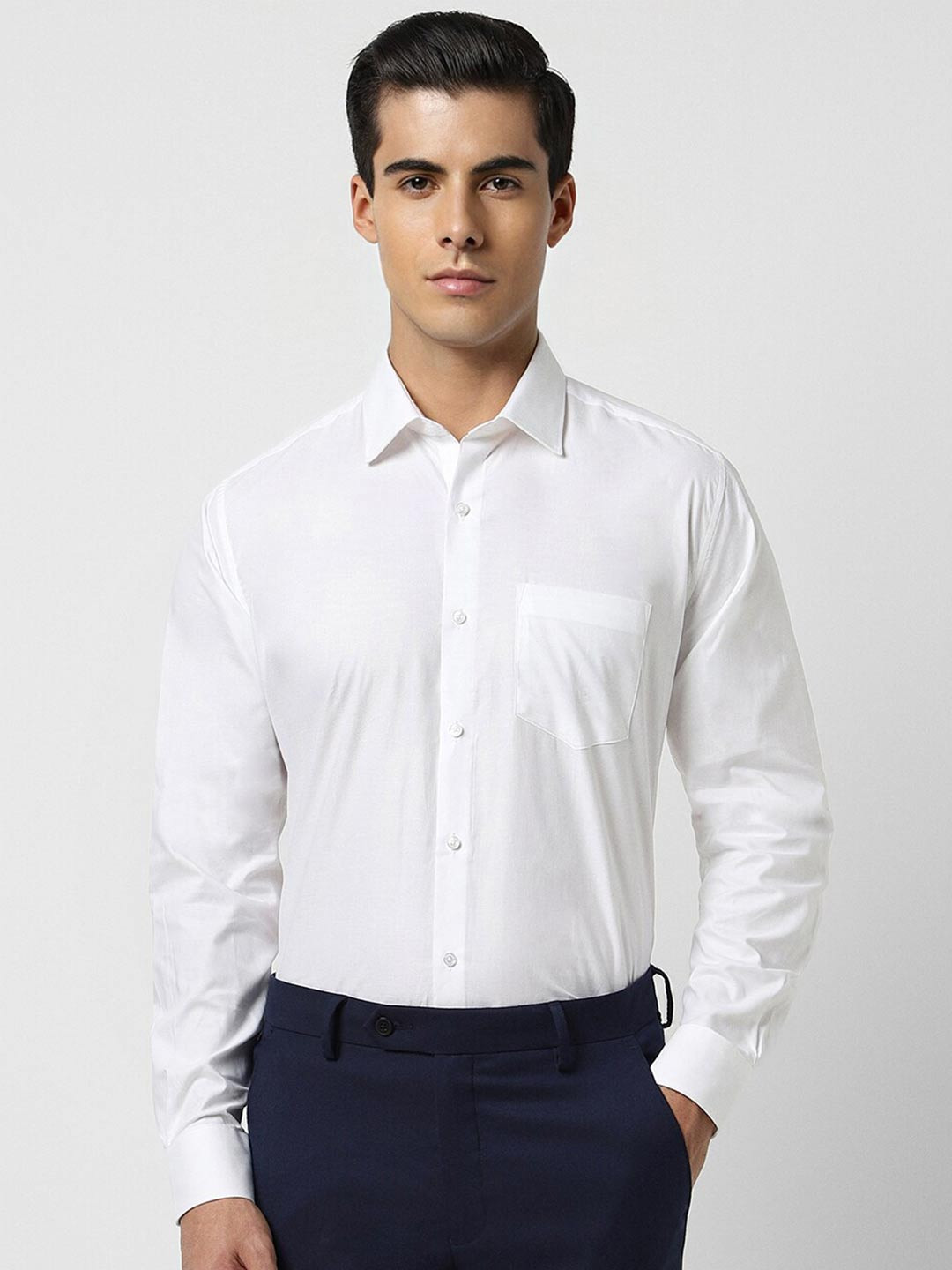 

Van Heusen Cotton Regular Fit Textured Full Sleeves Formal Shirt, White
