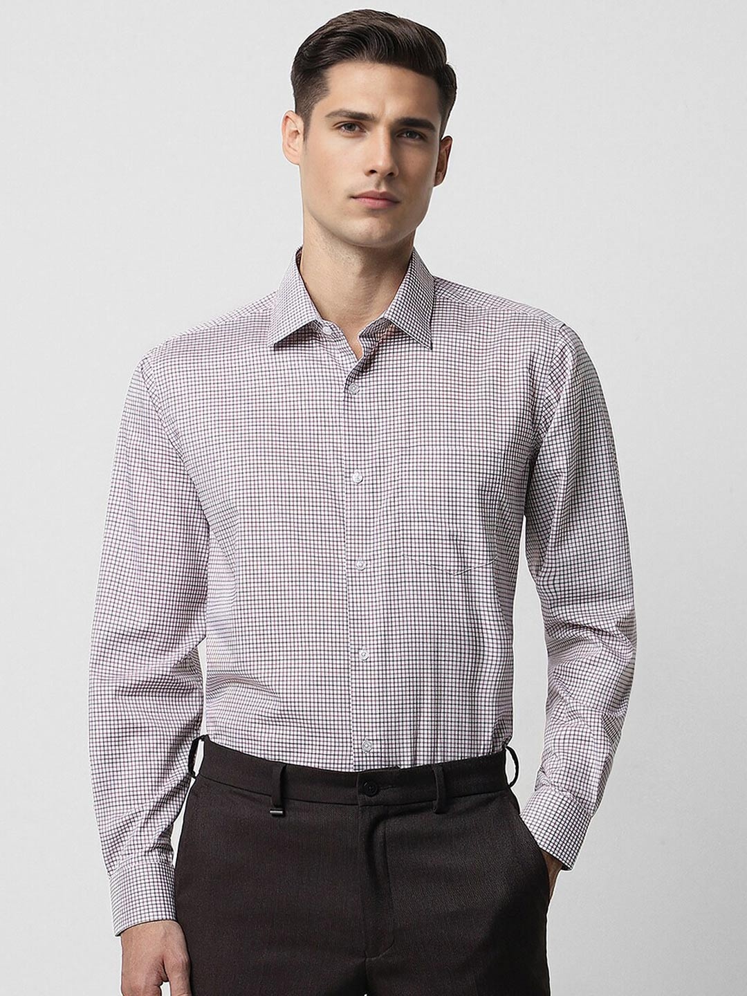 

Van Heusen Cotton Checked Formal Shirt, Grey