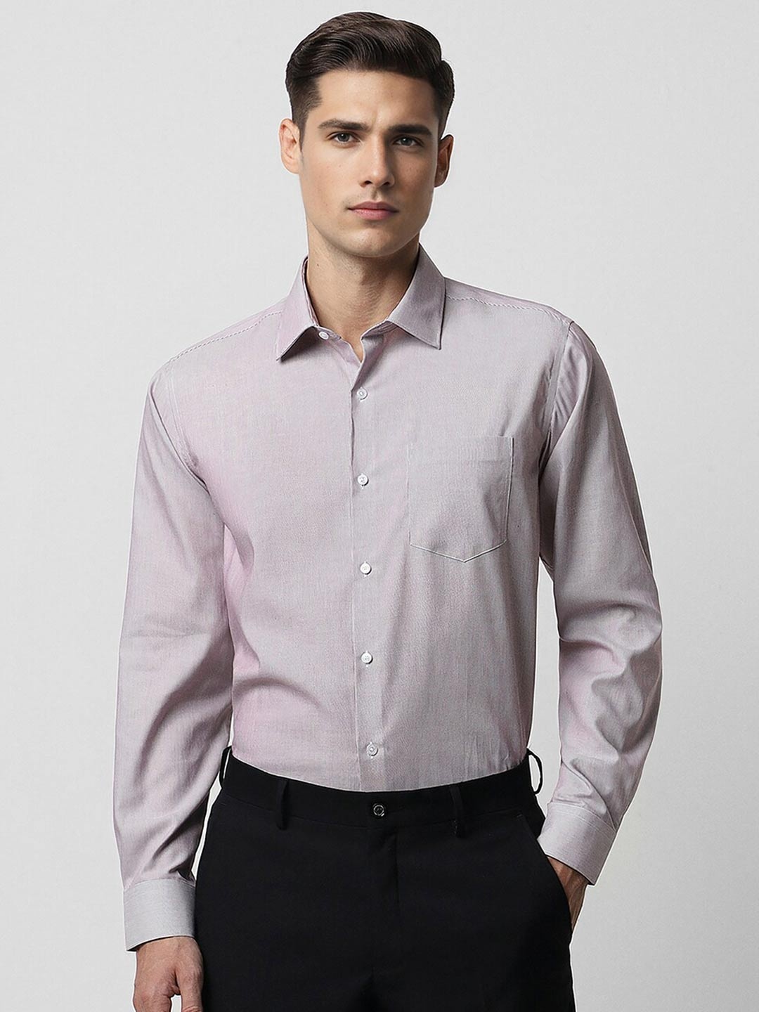 

Van Heusen Striped Cotton Formal Shirt, Purple