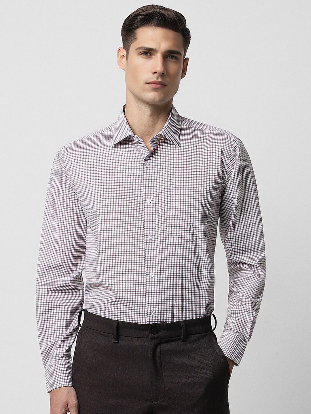 

Van Heusen Cotton Checked Formal Shirt, Purple