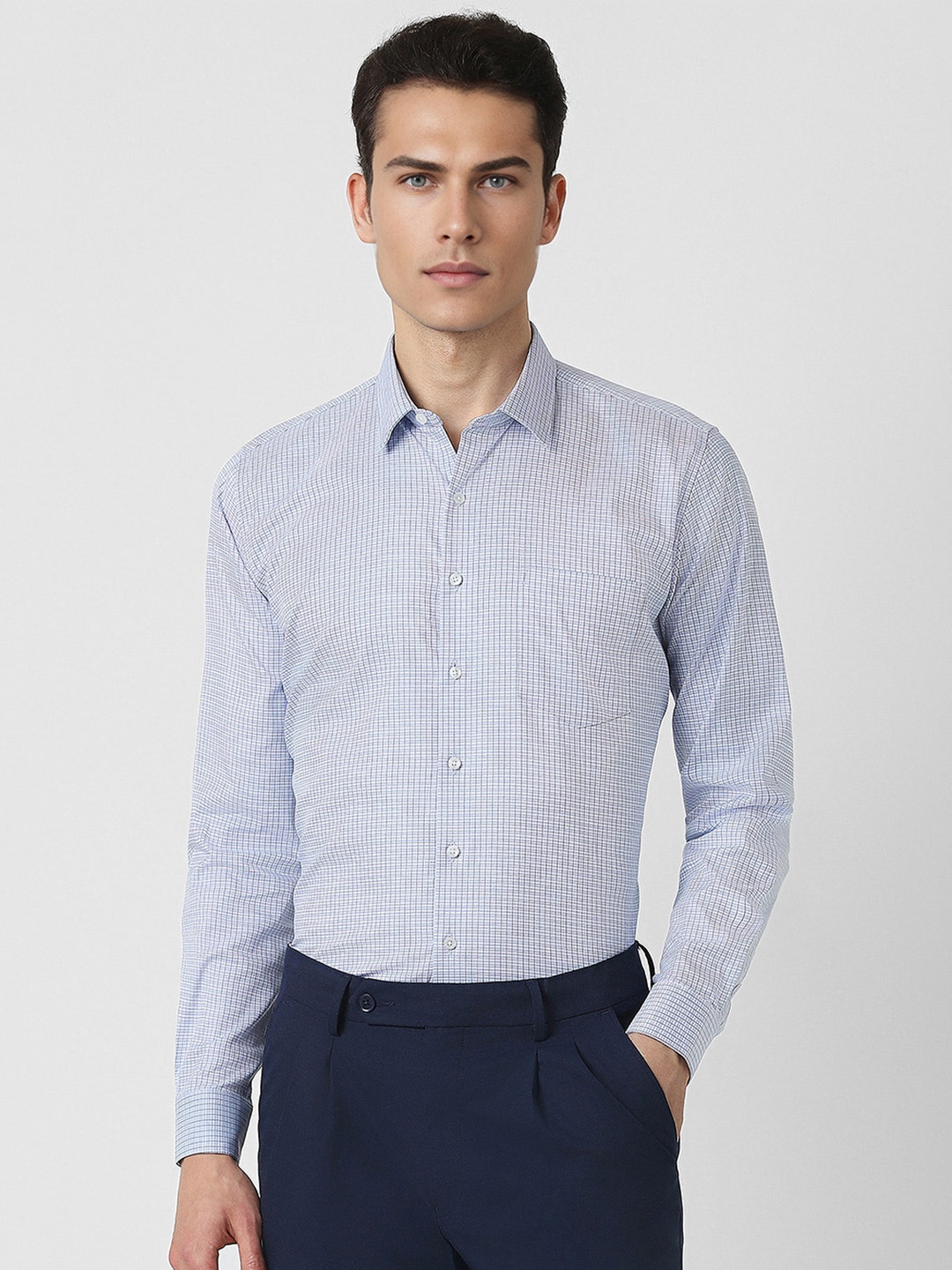 

Van Heusen Slim Fit Micro Checks Formal Shirt, Blue