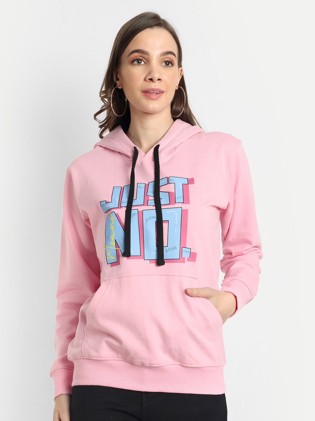 

Bloopers Store Typography Printed Hooded Cotton Pullover Sweatshirt, Pink