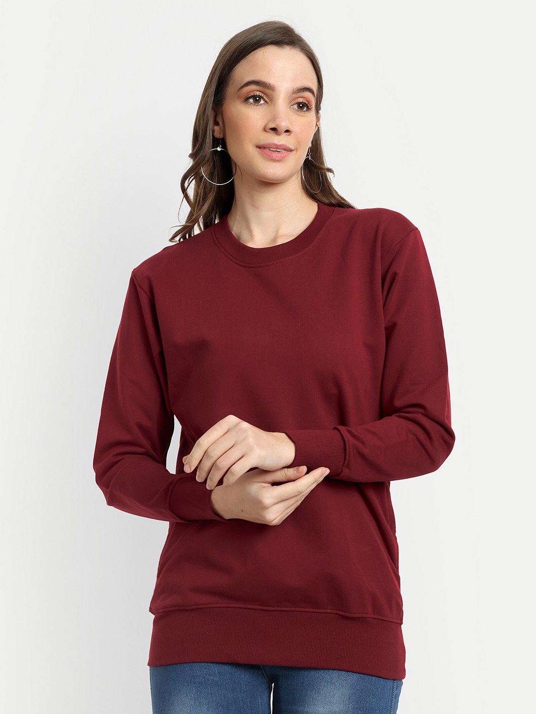 

Bloopers Store Round Neck Cotton Pullover Sweatshirt, Maroon