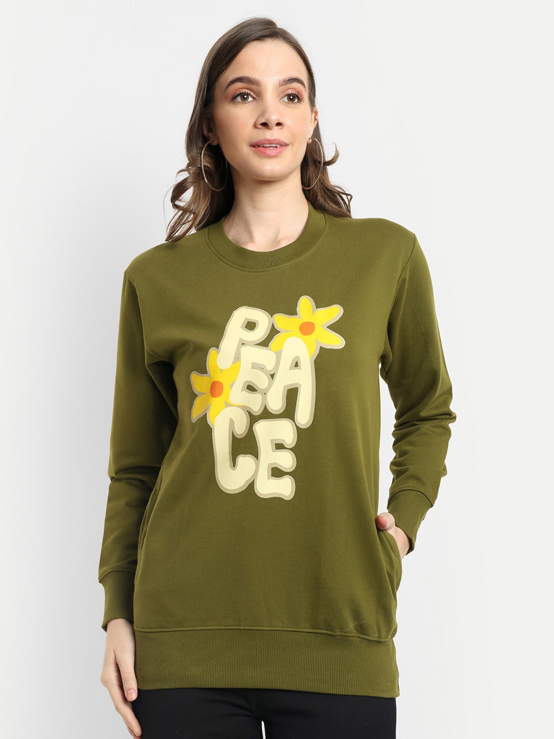 

Bloopers Store Typography Printed Cotton Sweatshirt, Olive