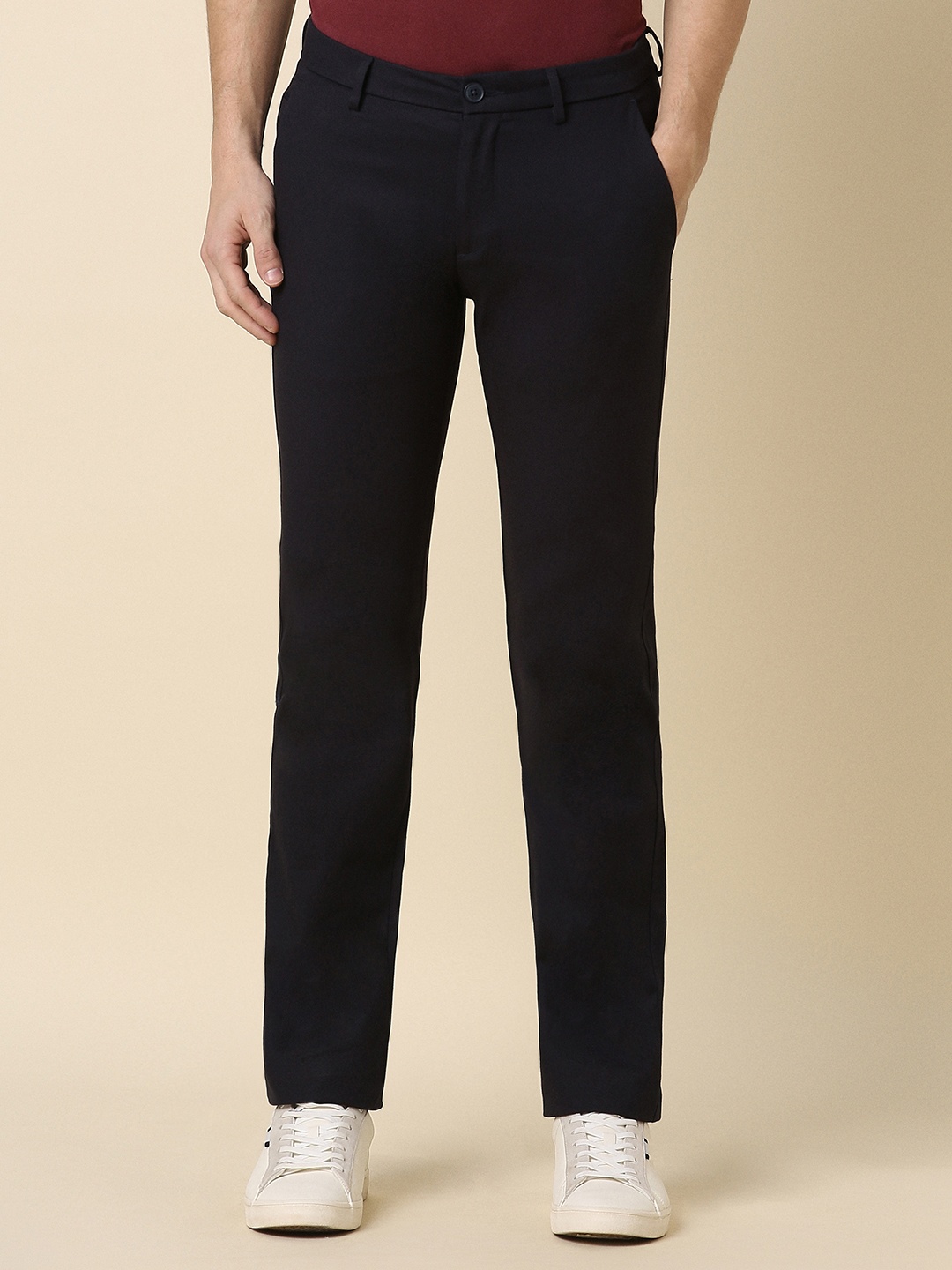 

Allen Solly Men Slim Fit Mid-Rise Trousers, Black