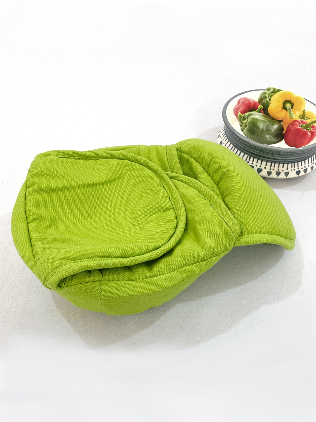 

SWAYAM Green Wood Microwave Safe Cane Bread Basket With Cotton Foam Filled Cover