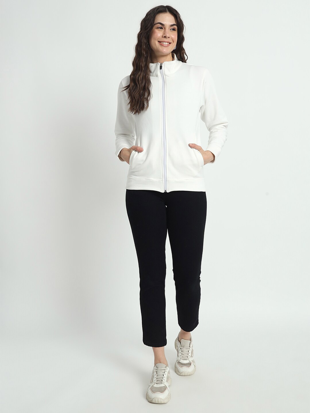 

CHARMGAL Cotton Bomber Jacket, White