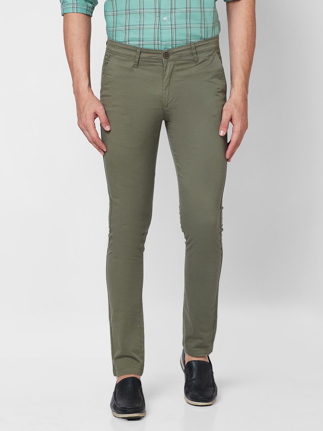 

GIORDANO Men Mid-Rise Slim Fit Chinos Trousers, Green